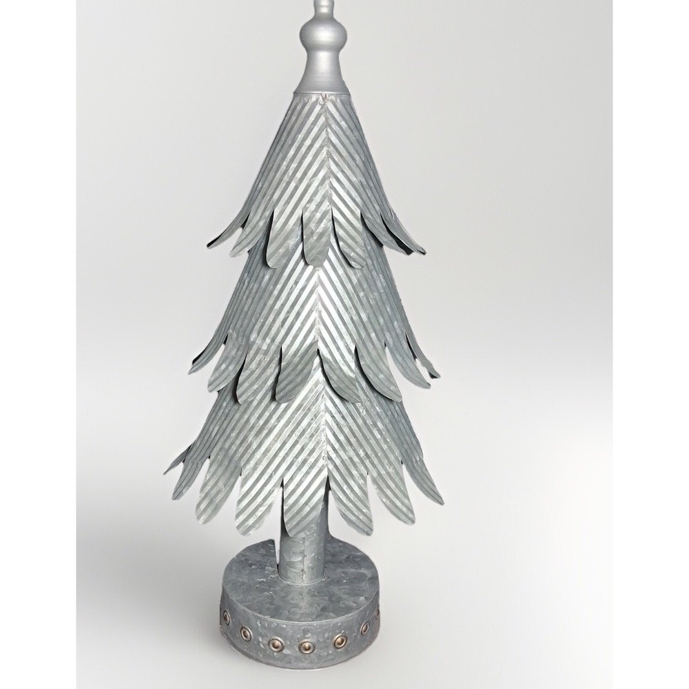 Boston International Galvanized Metal Tree Boulder Silver Rustic Christmas 24.5"